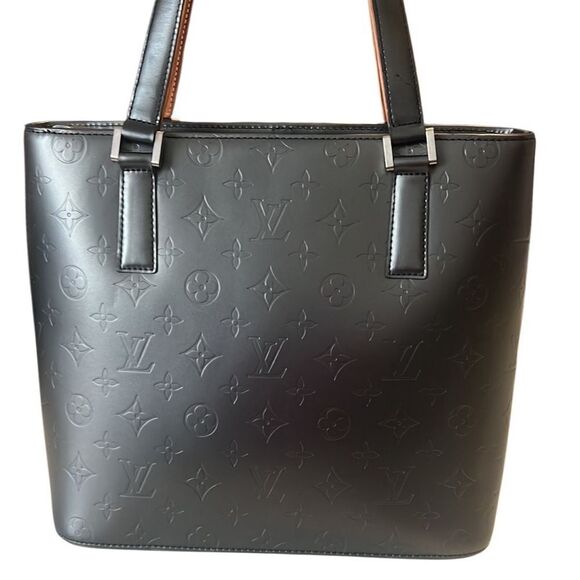 Louis Vuitton Stockton Matte Black Embossed Leather Shoulder Bag Tote CA0043 - Picture 2 of 16